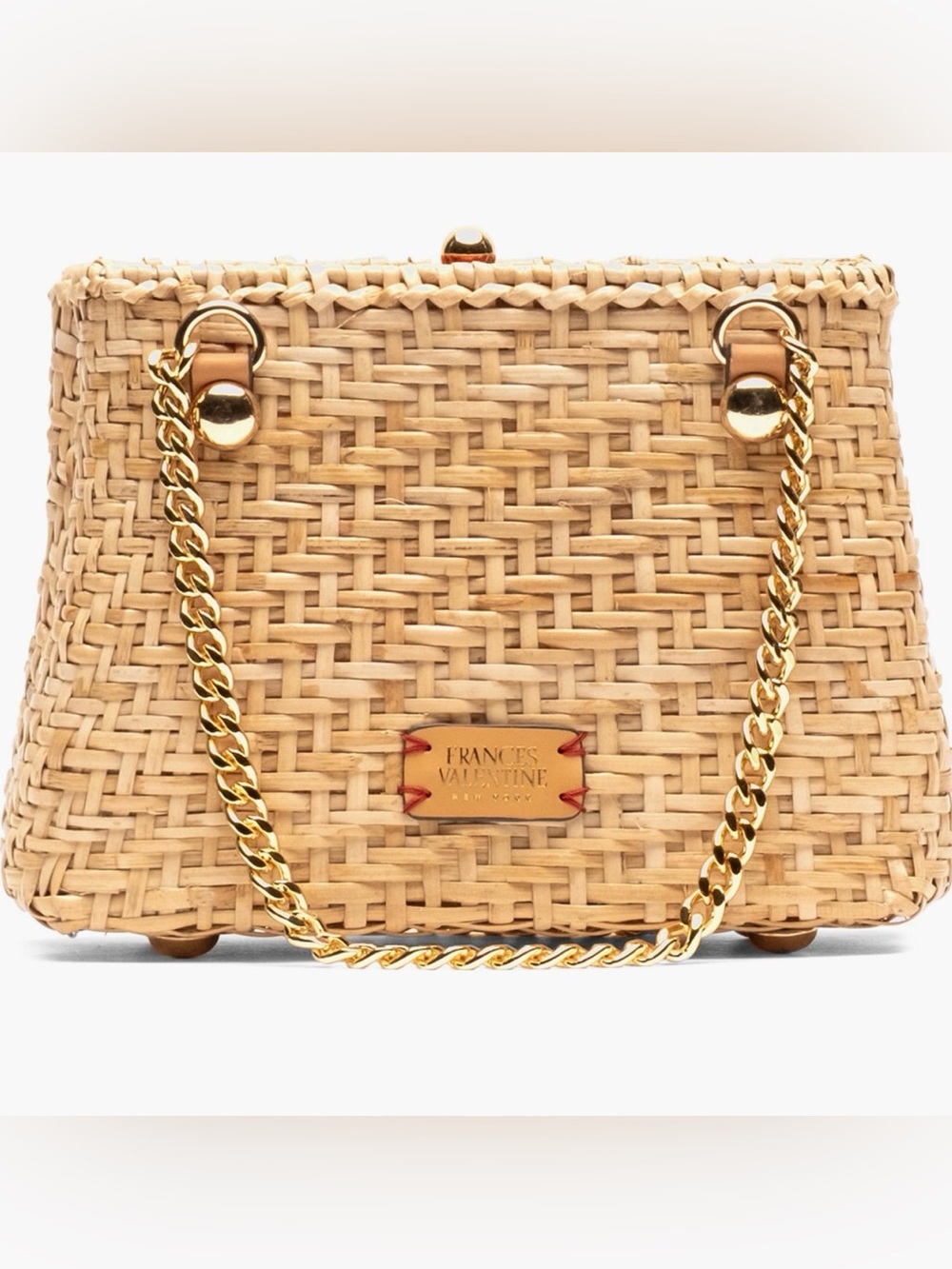 Frances Valentine Toast Butterscotch Wicker Basket Shoulder Bag